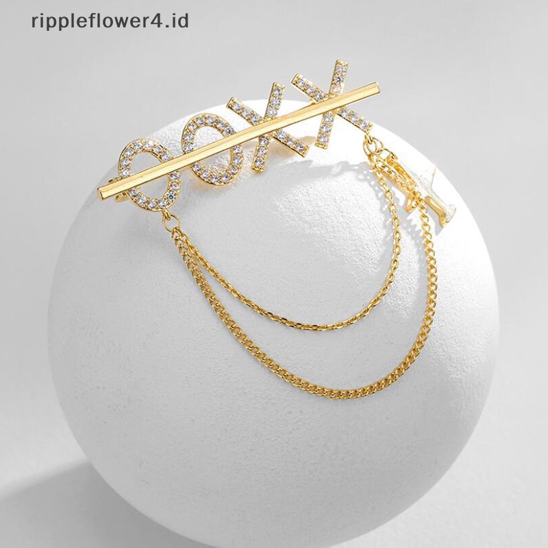 {rippleflower4.id} Berlian Imitasi Bros Perhiasan Aksesoris Hijab Rumbai Kerah Pin Jas Kemeja Kerah Lencana Korsase Bros~