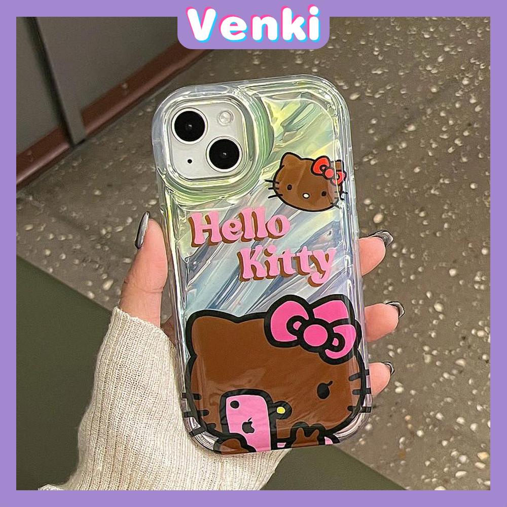 VENKI - Untuk iPhone 11 iPhone Case Laser Reflektif Bening Phone Case TPU Lembut Shockproof Airbag Phone Case Cute Selfie Cat kompatibel dengan iPhone 14 13 Pro max 12 Pro Max XR XR 7 8