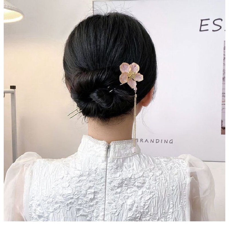 Lily of the Valley Gaya Kuno Langkah Goyang Jepit Rambut Mutiara Sederhana Hanfu Cheongsam Jepit Rambut High-End Pengurangan Rambut Bunga Rumbai Jepit Rambut