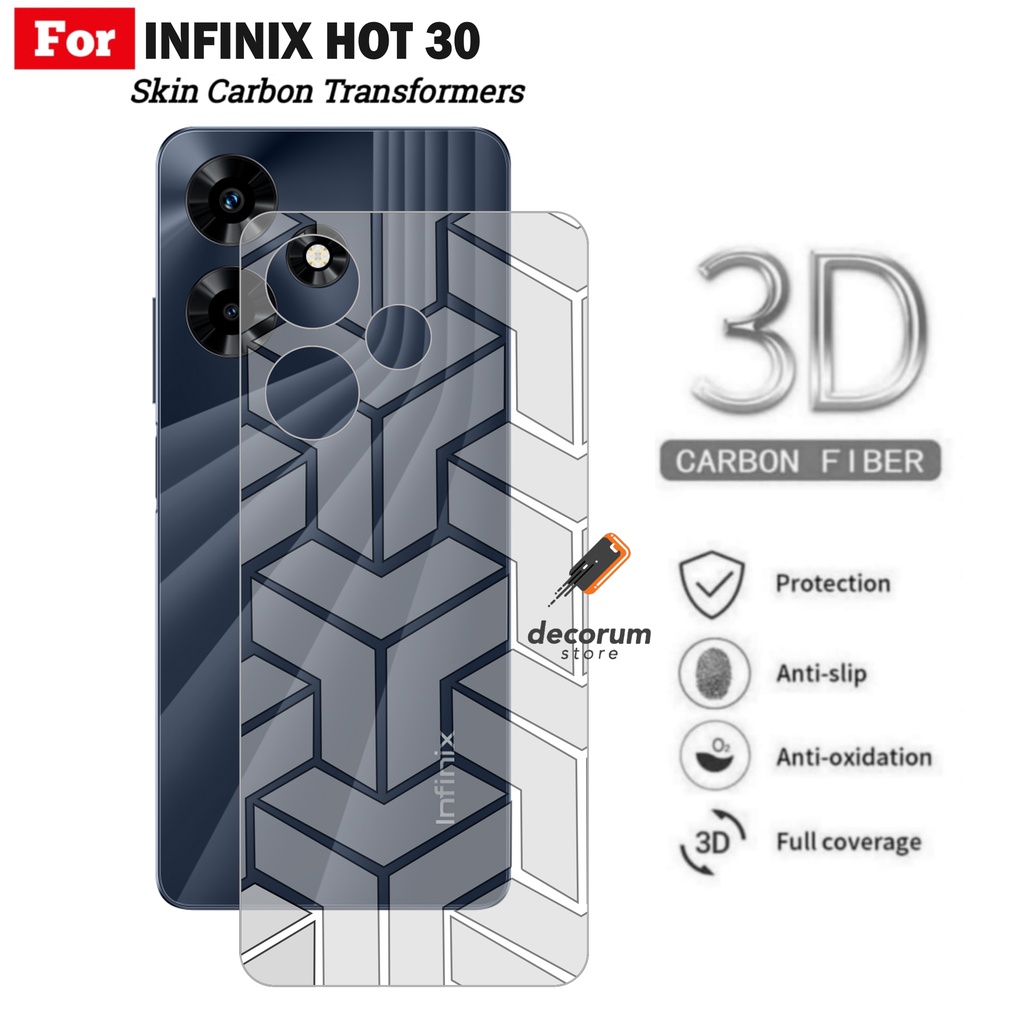 Skin Carbon INFINIX HOT 30 NFC Motif Transformers Pelindung Belakang Handphone