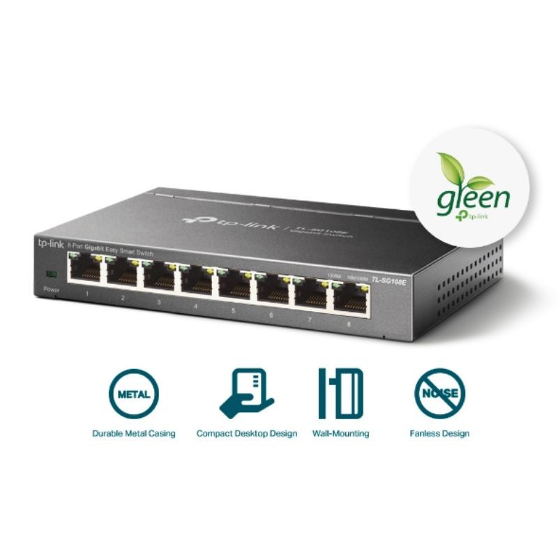 TP-LINK TL-SG108E 8-Port Gigabit Easy Smart Switch Steel Case
