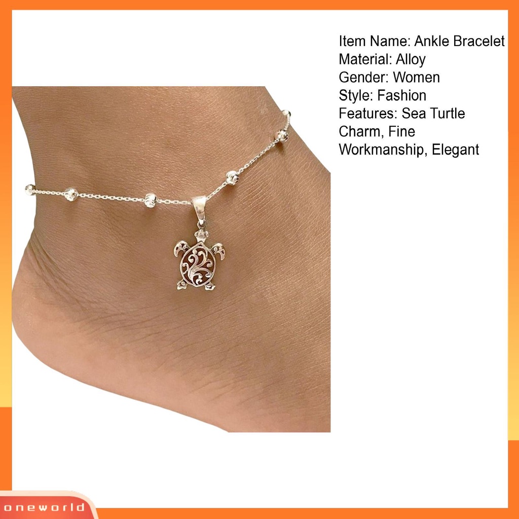 [WOD] Gelang Kaki Kerawang Manik-Manik Slim Dainty Adjustable Hadiah Warna Perak Penyu Laut Wanita Pantai Kaki Rantai Gelang Kaki Perhiasan Fashion