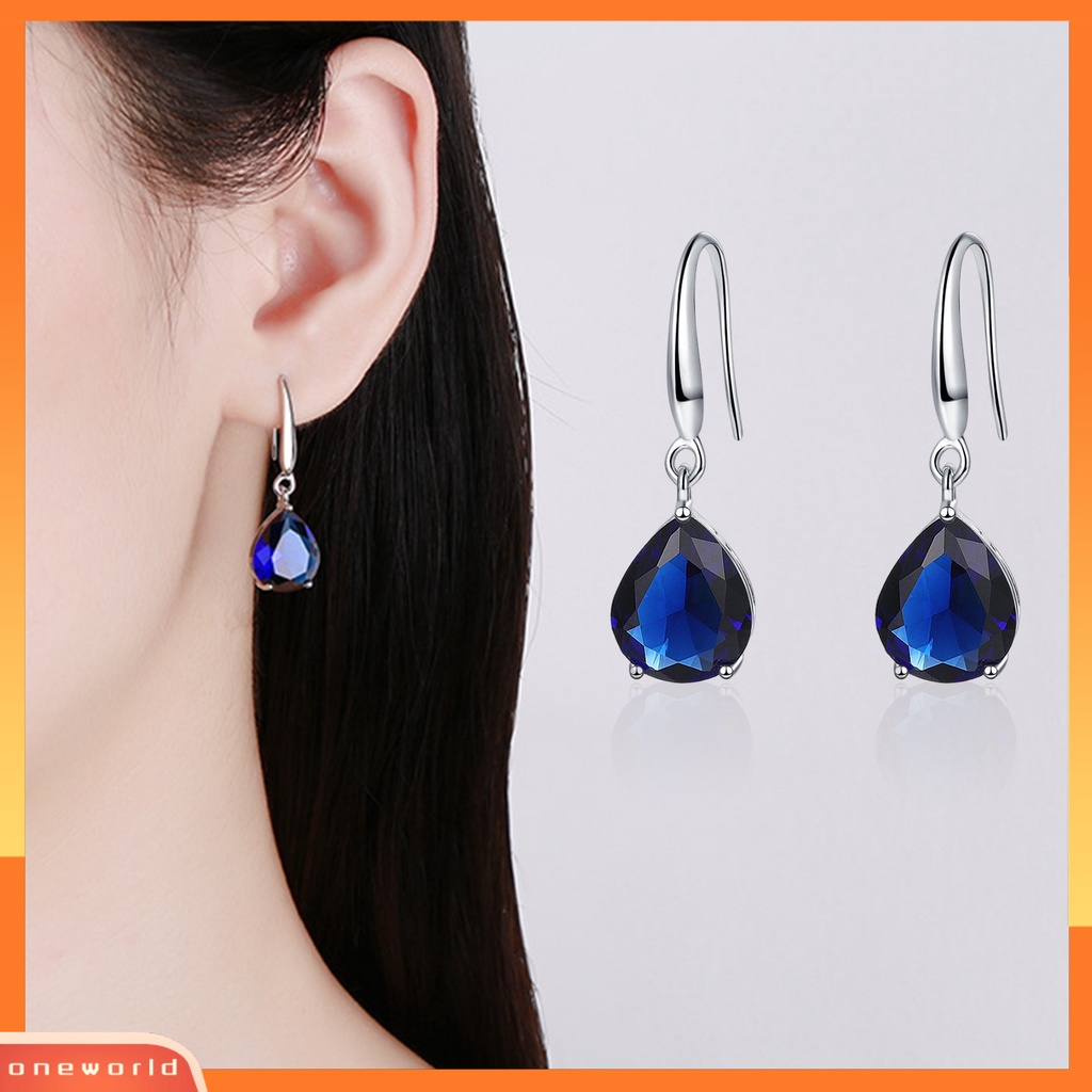 [WOD] 1pasang Anting Menjuntai Temperamen Elegan Cubic Zirconia Geometris Semua Pertandingan Hadiah Hias Wanita Tetesan Air Liontin Anting Perhiasan Pesta Untuk Pakaian Sehari-Hari