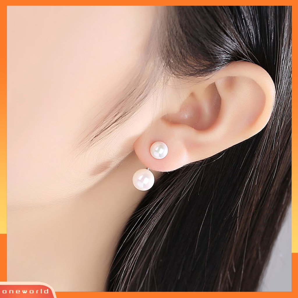 [WOD] 1pasang Ear Studs Dual Purpose Elegan Temperamen All-match Tepi Halus Hias Bentuk C Fashion Mutiara Imitasi Stud Earrings Wanita Perhiasan Untuk Pacaran