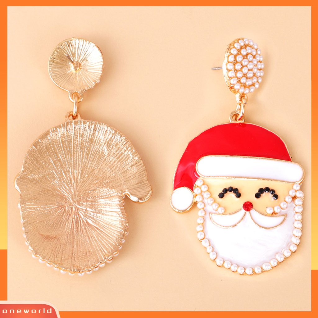 [WOD] 1pasang Anting Menjuntai Mutiara Imitasi Mengkilap Berlian Imitasi Berkilau Festival All-match Dekorasi Hadiah Xmas Natal Santa Claus Drop Earrings Wanita Fashion Perhiasan Untuk Tahun Baru