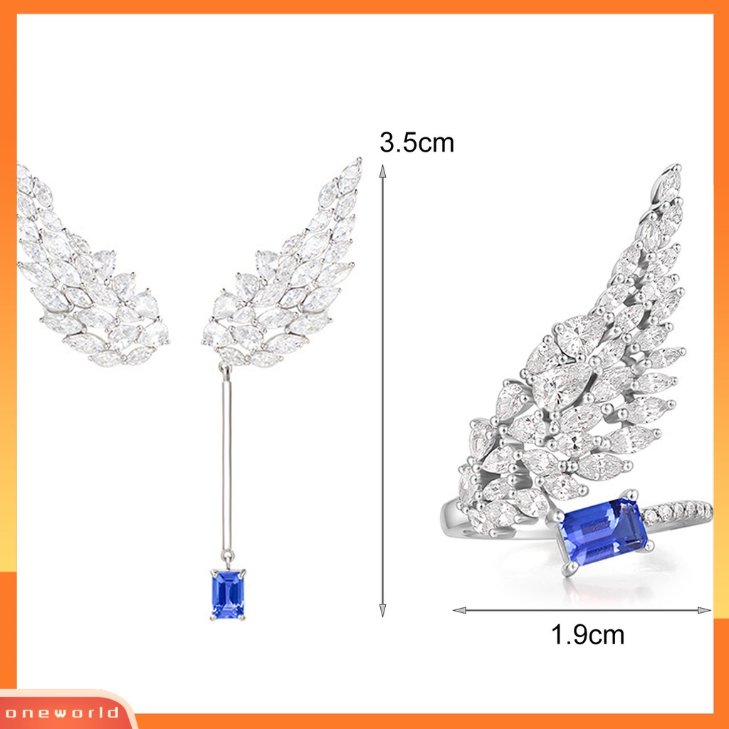 [WOD] Anting Menjuntai Bentuk Sayap Perhiasan Asimetris Halus Cerah Kilau Stud Earrings Cincin Untuk Perjamuan