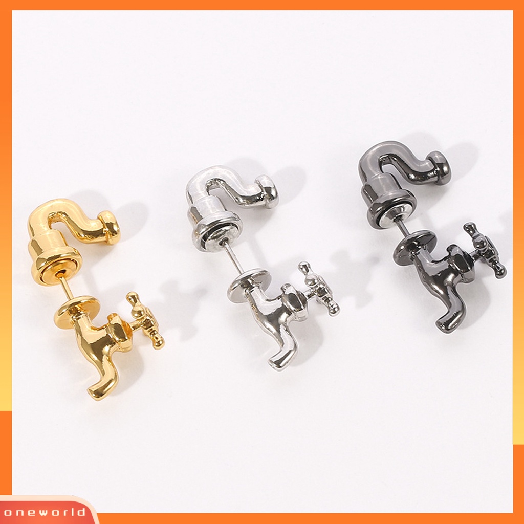 [WOD] 1pc Anting Tusuk Telinga Gaya Punk Bahan Zinc Alloy 3D Faucet Anting Tusuk Kreatif Untuk Pesta