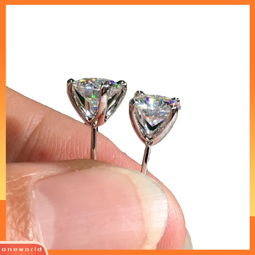 [WOD] Fashion Wanita Potongan Bulat Cubic Zirconia Hias Telinga Stud Anting Perhiasan Hadiah