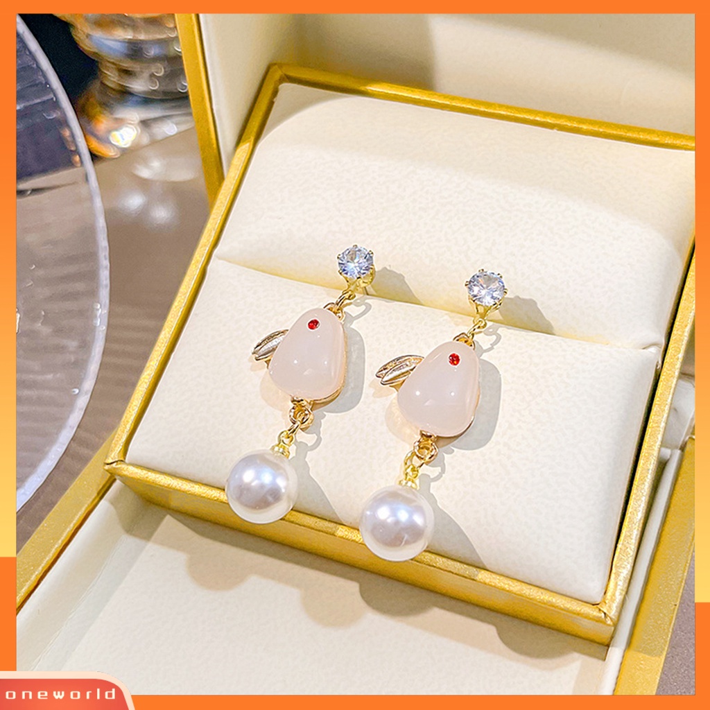 [WOD] 1pasang Anting Tusuk Wanita Realistis Tidak Alergi Mutiara Imitasi Bunny Drop Earrings Untuk Pacaran