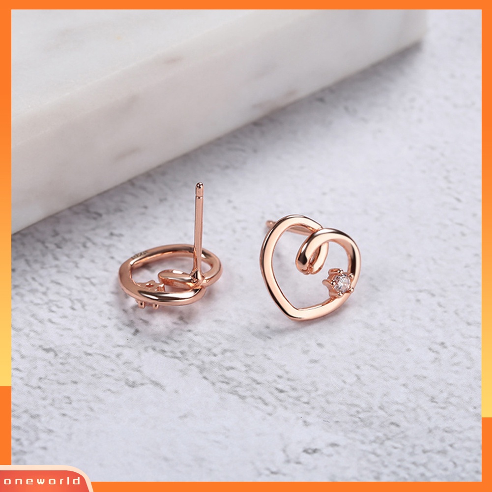 [WOD] Lady Berlian Imitasi Bertatahkan Berongga Jantung Telinga Stud Anting Perhiasan Hadiah Hari Valentine