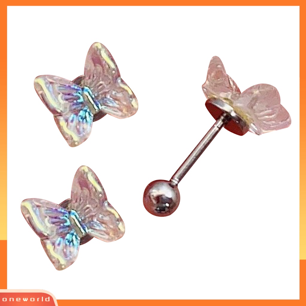 [WOD] 3pcs Ear Studs Eye-catching Charming Resin Wanita Stud Cincin Telinga Piercing Perhiasan Dekor Untuk Gadis