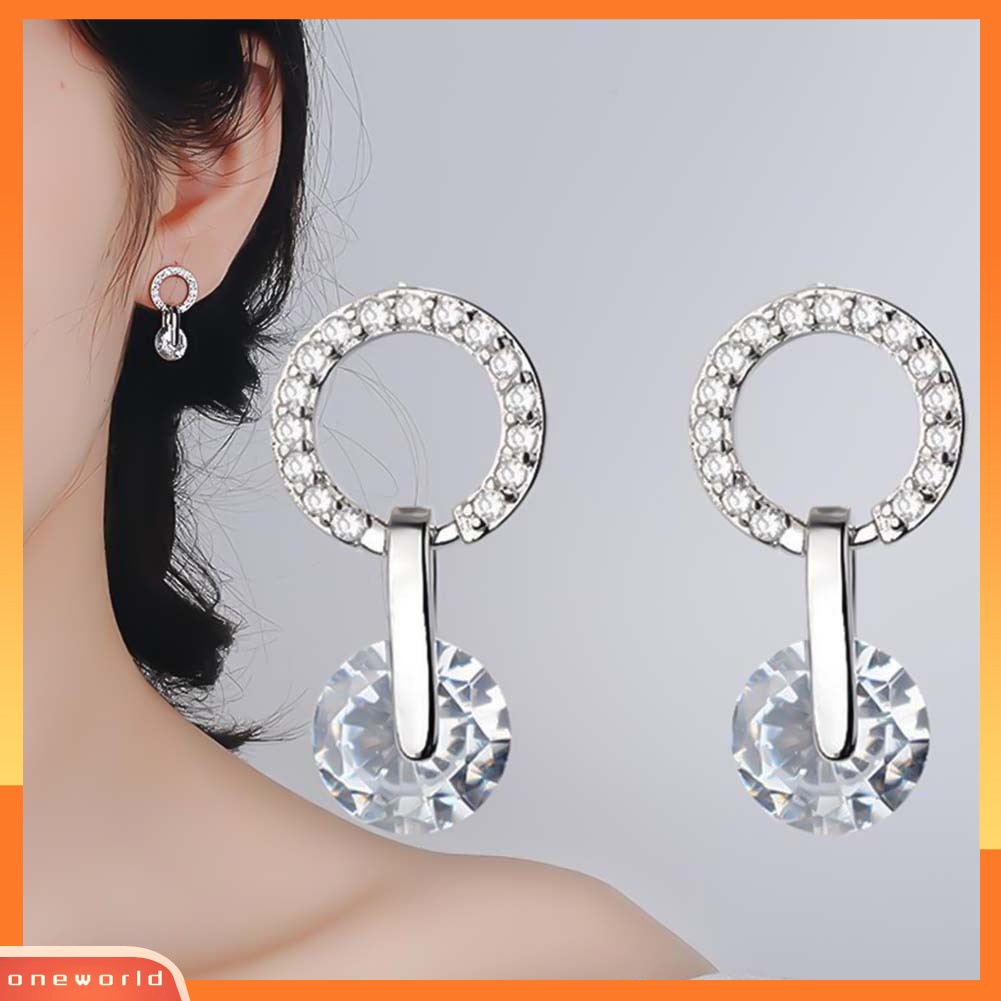 [WOD] Fashion Wanita Berongga Lingkaran Berlian Imitasi Hias Pesona Stud Anting Perhiasan Hadiah