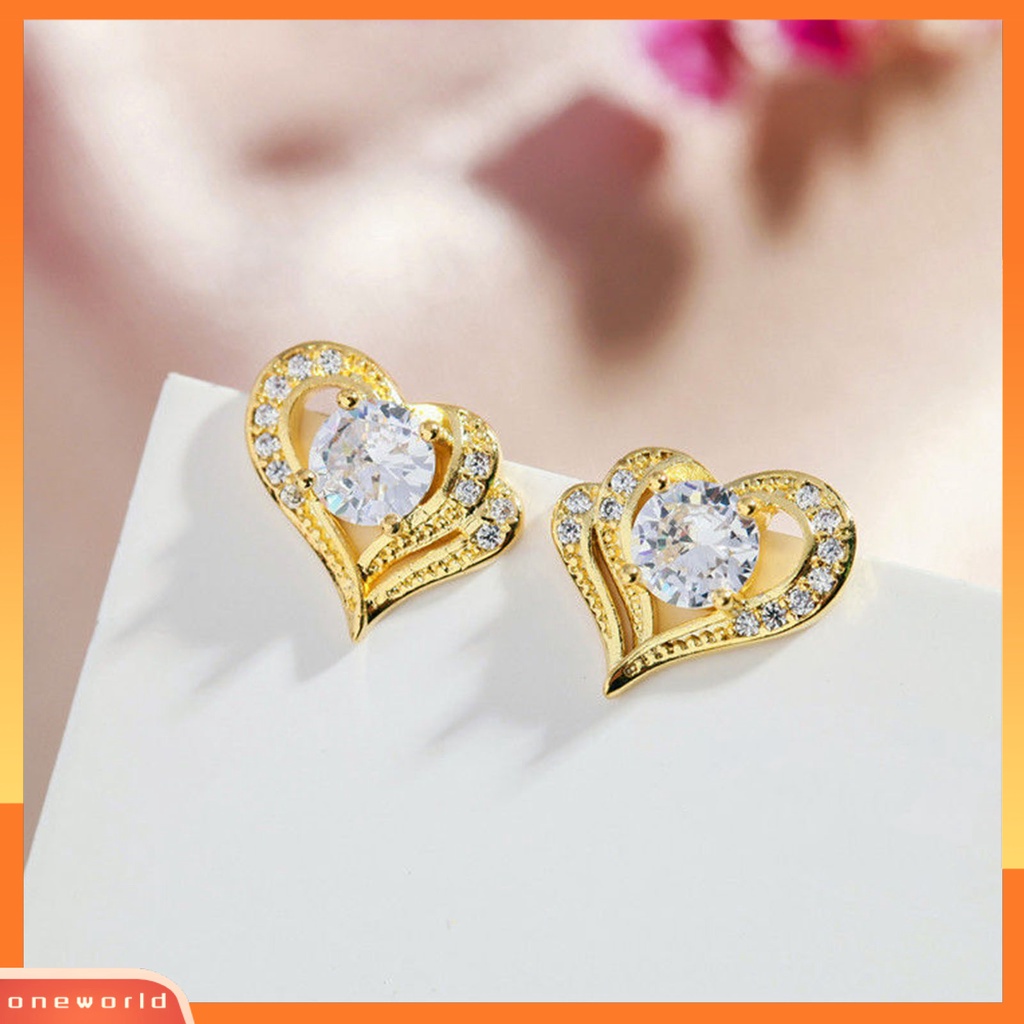 [WOD] 1pasang Anting Wanita Berbentuk Hati Fashion Perhiasan Alloy Woman Ear Studs Jewelry Gift Untuk Pesta