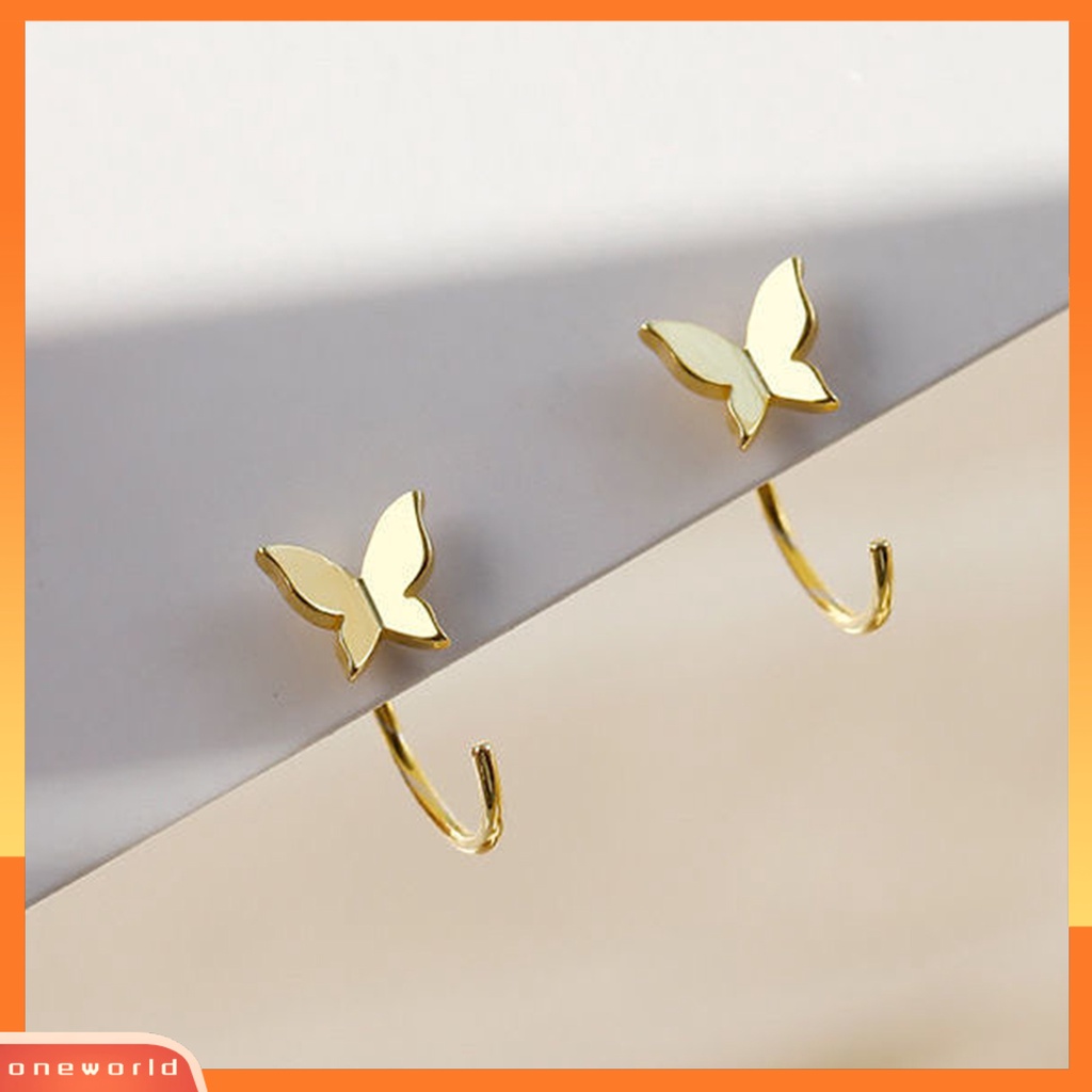 [WOD] 1pasang Anting Stud Butterfly Perhiasan Indah Kilau Cerah Anting Bunga Untuk Perjamuan