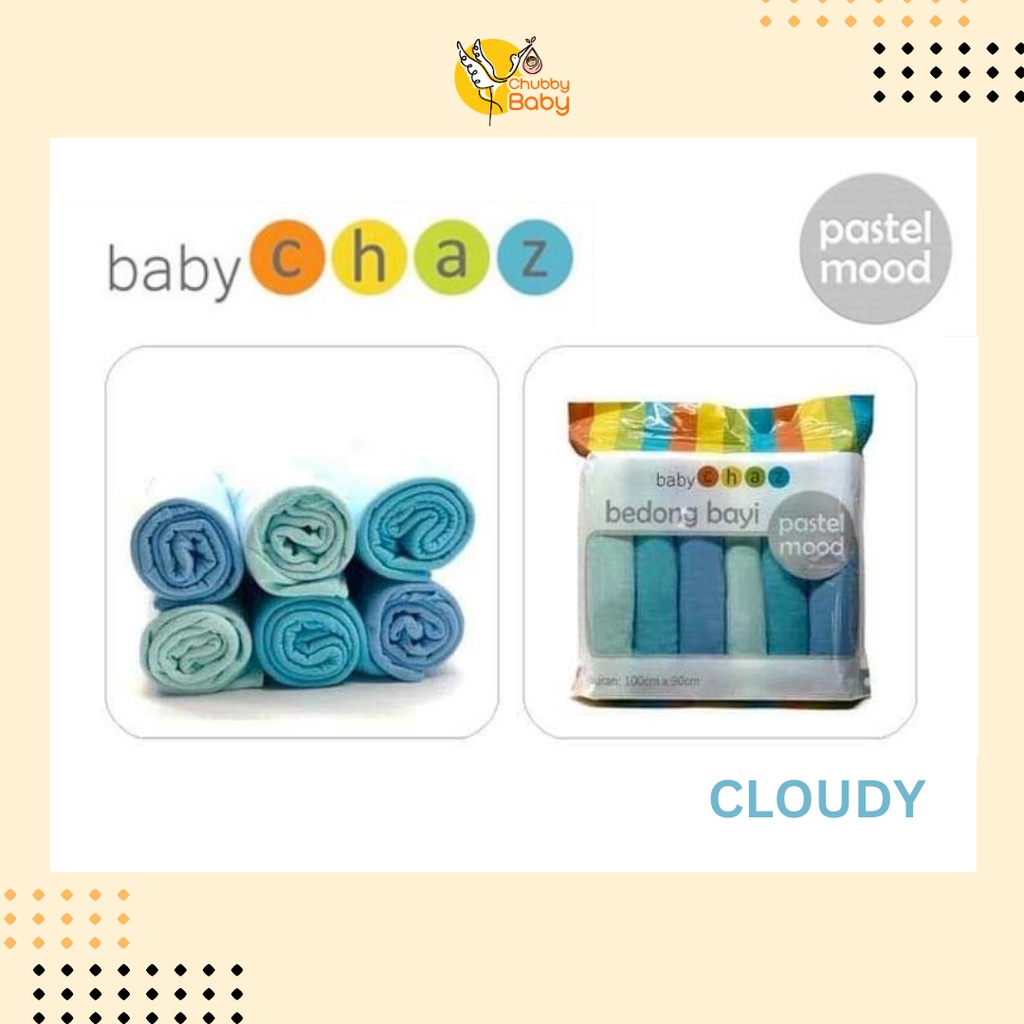 BabyChaz Baby Cotton Swaddle - Cloudy Set | Bedong Bayi isi 6pcs