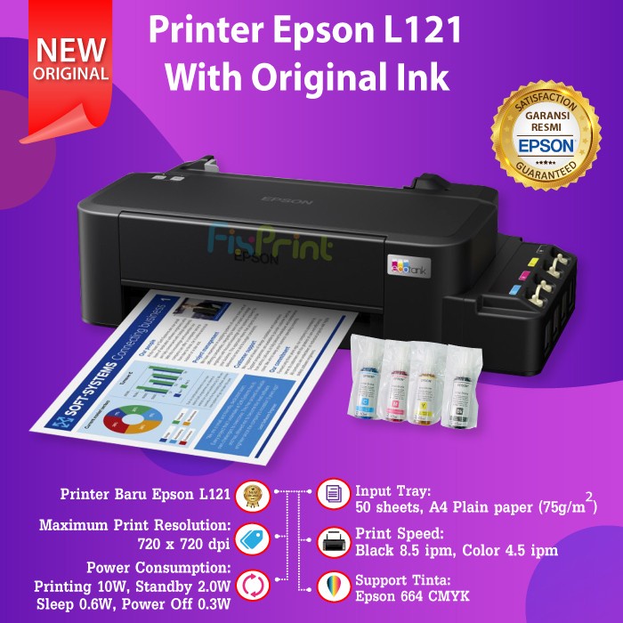 Epson Printer L120 Hitam Print Warna Infus Modif Inktank Pabrik RESMI