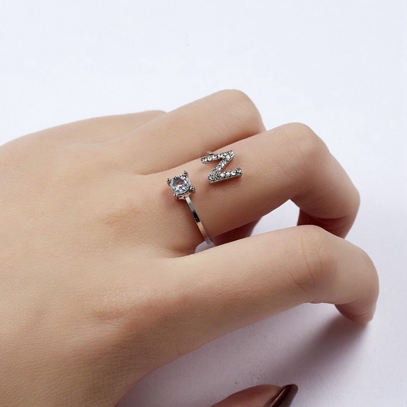 Cincin Pembukaan Adjustable Huruf A-Z Untuk Wanita Couple Nama Alfabet Pria Cincin Inisial Pria Perhiasan Jari Pernikahan