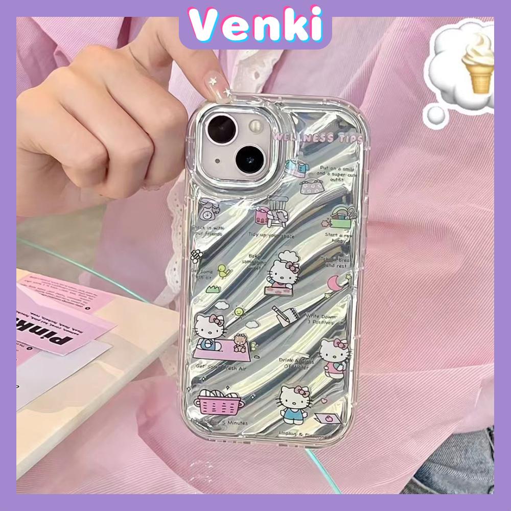 VENKI - iPhone Case untuk iPhone 11 Laser Reflektif Bening Phone Case TPU Soft Shockproof Airbag Case Lucu Kartun Kucing Kompatibel dengan iPhone 14 13 Pro Max 12 Pro Max XR XR 7 8Plus