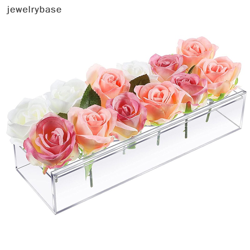 [jewelrybase] Vas Bunga Akrilik Wadah Bunga Persegi Panjang Hias Artificial Vase Butik