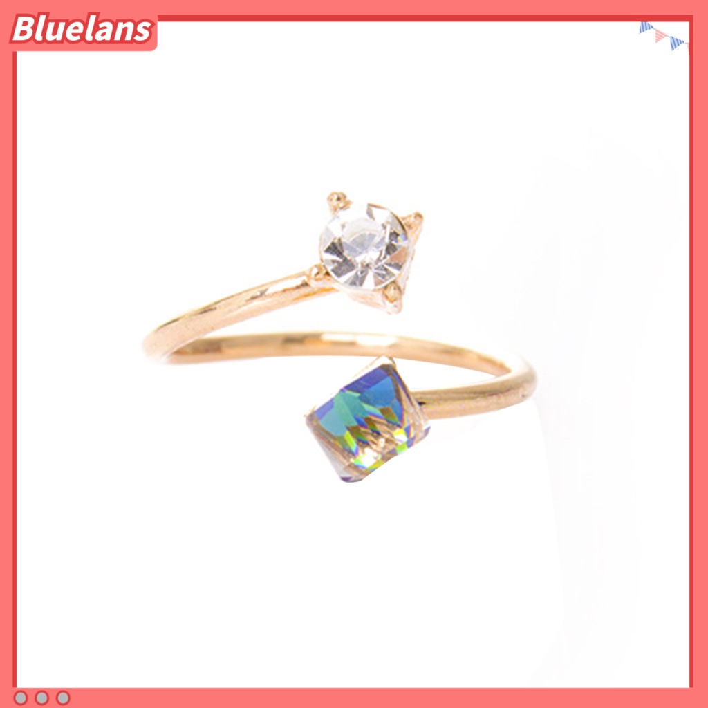 [BLS] Cincin Cincin Jari Adjustable Multicolor Berlian Imitasi Alloy Tahan Luntur Untuk Pertunangan