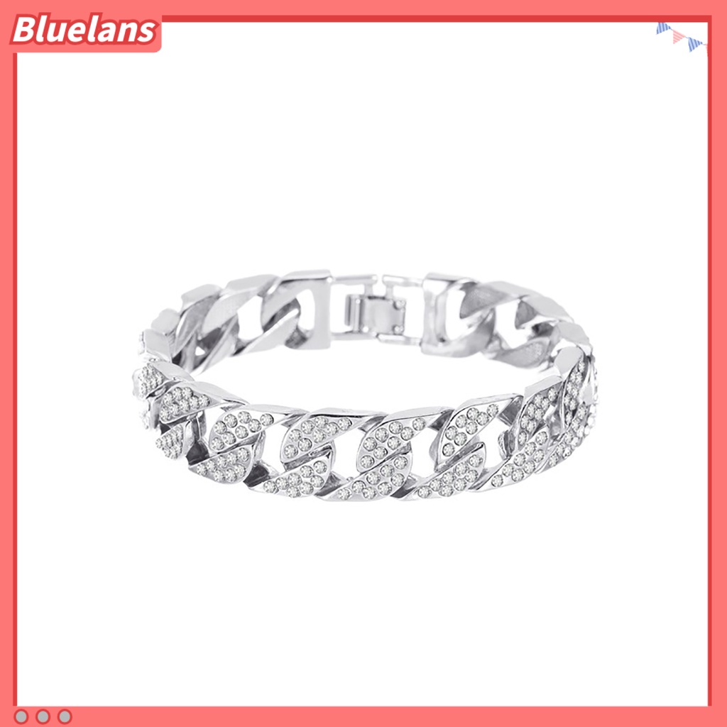 [BLS] Fashion Wanita Berlian Imitasi Bertatahkan Kuba Link Rantai Gelang Perhiasan Hadiah