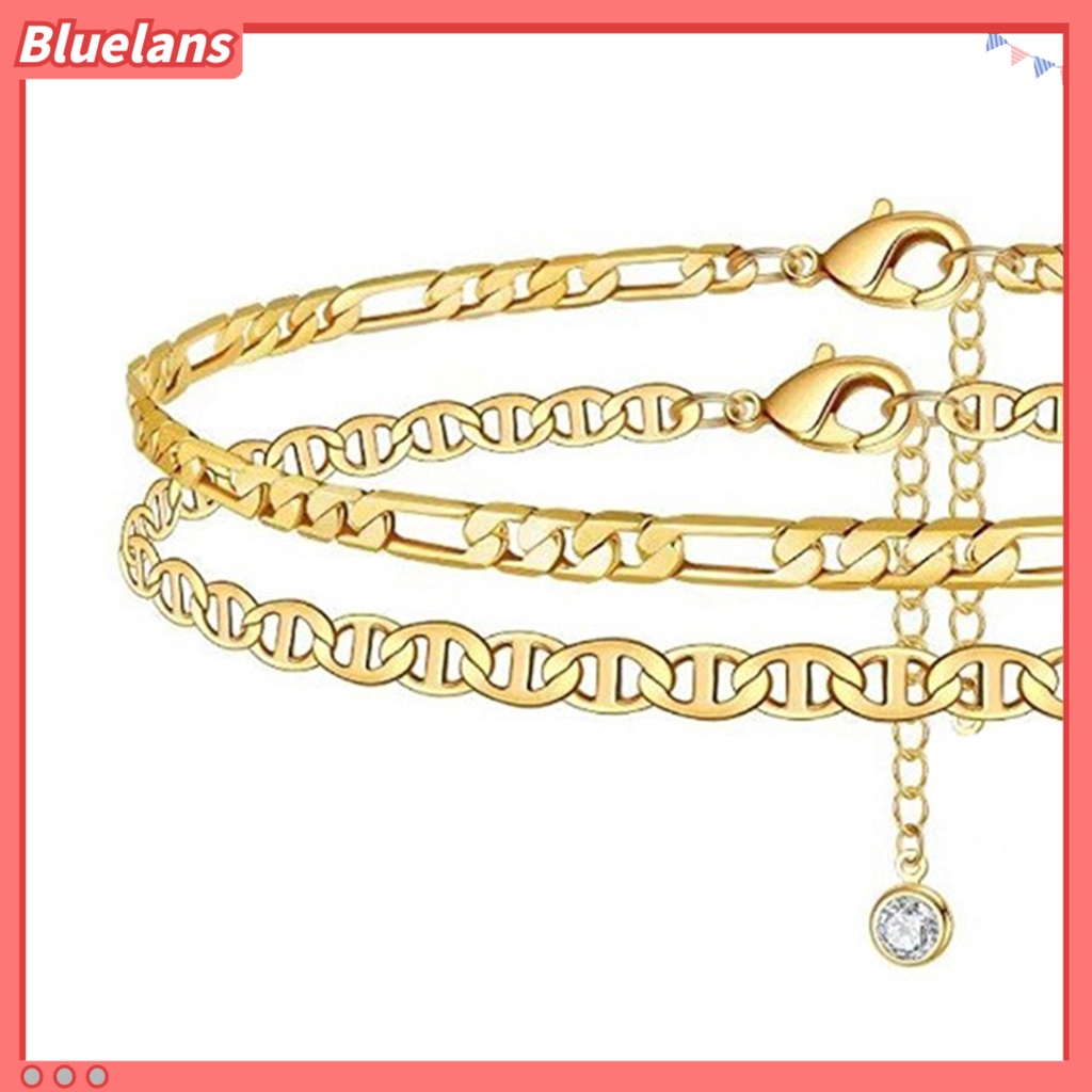 [BLS] 2pcs Adjustable Extension Rantai Wanita Gelang Kaki Perhiasan Hati Inisial Wanita Gelang Kaki Aksesoris Fashion