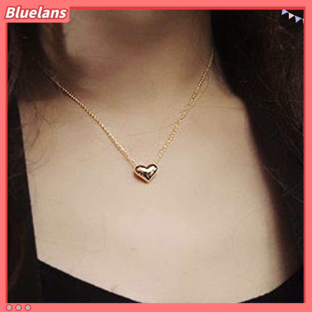 [BLS] Kalung Wanita Warna Solid Stainless Elegan Bentuk Hati Rantai Leher Hadiah Ulang Tahun
