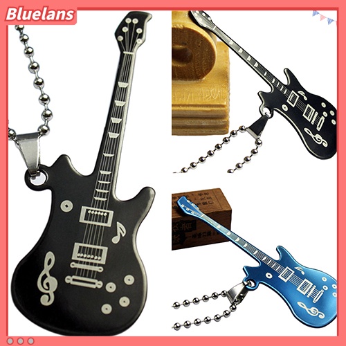 [BLS] Kalung Sweater Rantai Manik-Manik Liontin Gitar Unisex Pria Wanita Perhiasan Fashion