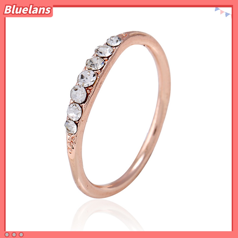 [BLS] Wanita Fashion Berlian Imitasi Bertatahkan Band Jari Cincin Pernikahan Pertunangan Perhiasan Hadiah