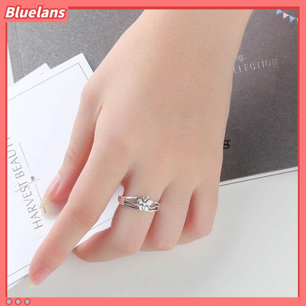 [BLS] Wanita Perak Berlapis Berongga Kupu-Kupu Tipis Band Jari Cincin Pesta Perhiasan Hadiah