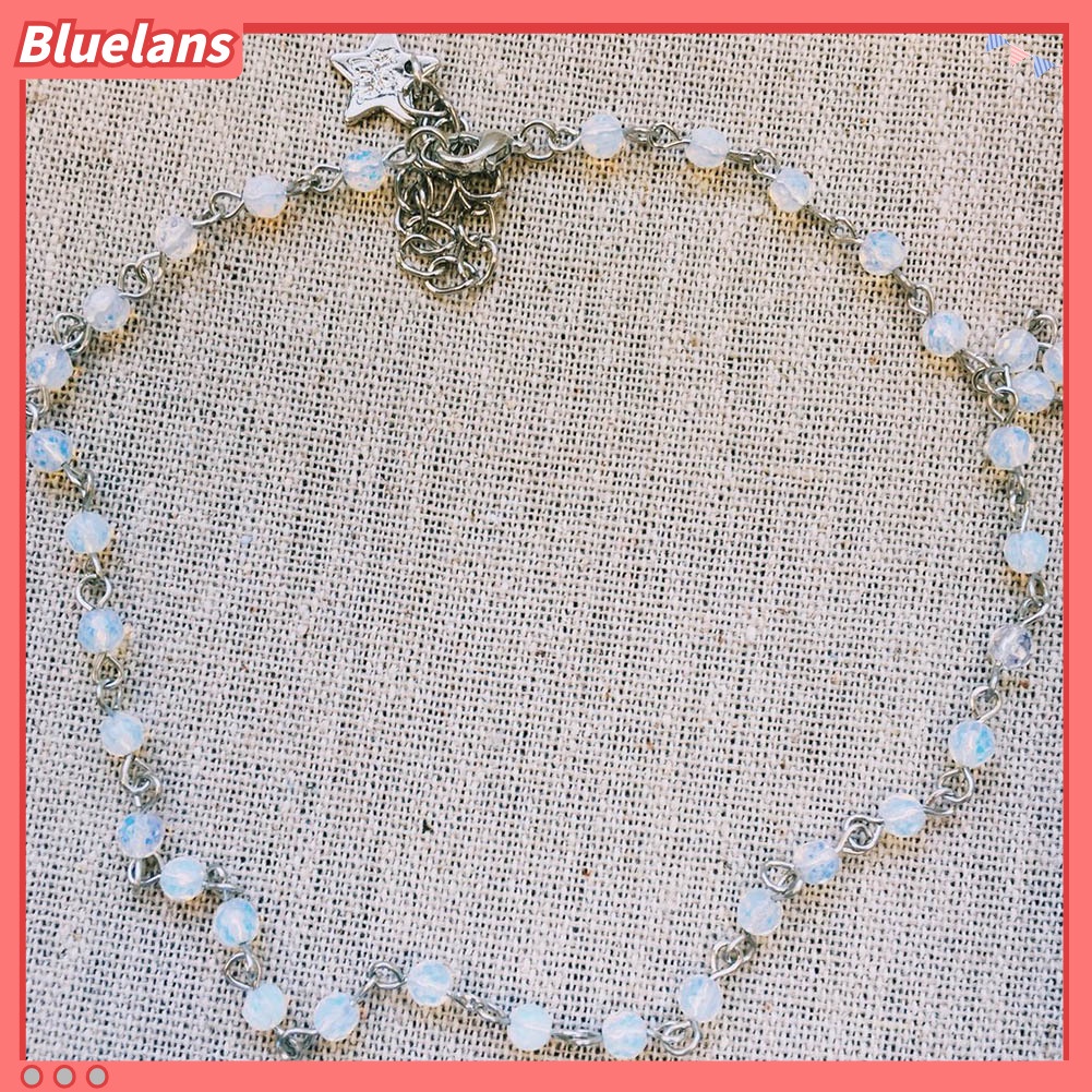 [BLS] Elegan Wanita Opal Manik-Manik Berlian Imitasi Buatan Buatan Tangan Rantai Kalung Perhiasan Hadiah Ulang Tahun