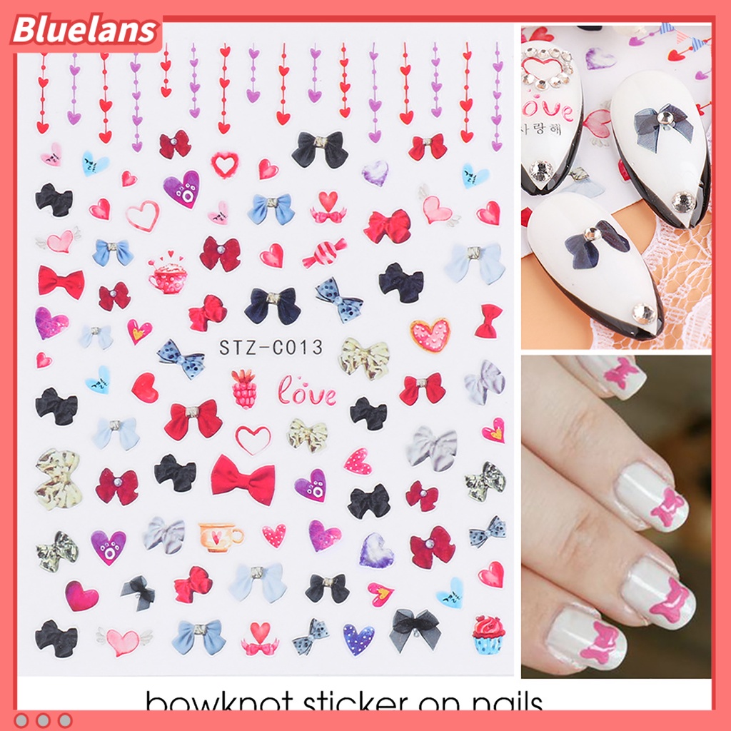 [BLM] Stiker Nail Art Lovely Cute PET Valentine Hiasan Tips Nail Art Berbentuk Hati Untuk Pasangan