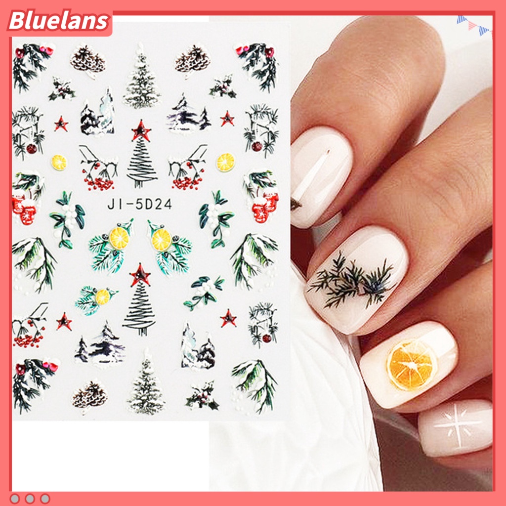 [BLM] Stiker Kuku Efek 3D Tidak Luntur Perekat Diri DIY Mini Snowflakes Slider Natal Stiker Kuku Timbul Untuk Perempuan