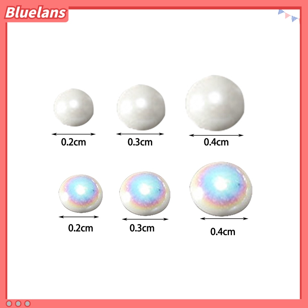 [BLM] 200pcs 2mm /3mm/4mm Mutiara Imitasi Shiny DIY Tidak Luntur Setengah Bulat Manik-Manik Datar Ornamen Untuk Nail Art