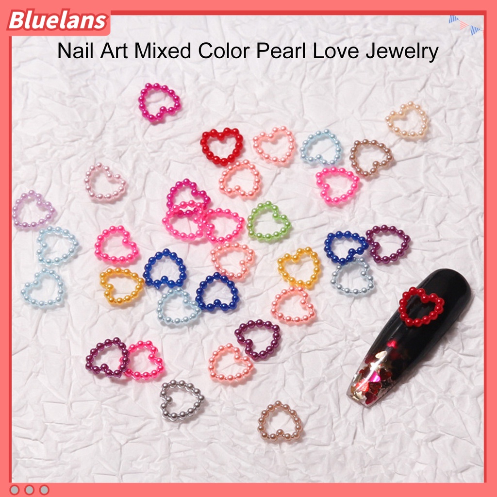 [BLM] 50pcs Kuku Jantung Dekorasi Gloss Tiga Dimensi Tidak Luntur Desain Berongga DIY Kuku Mutiara Imitasi Pesona Manikur Desain Manicure Store Supply