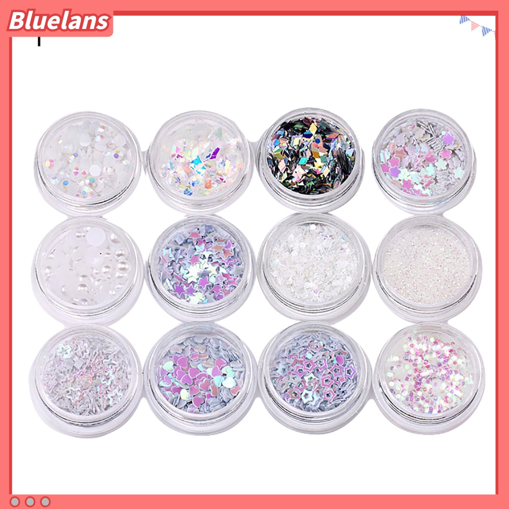 [BLM] 12toples/1kotak Shiny Sweet Pattern Manicure Nail Art Mata Rias Payet DIY Alat