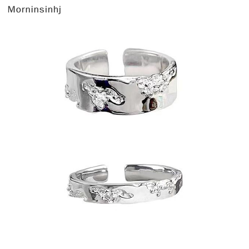 Mornin 2PCS Vintage Pasangan Cincin Pembukaan Buku Jari Retro Warna Silver Unisex Trendi Perhiasan Cincin Jari Untuk Wanita Fashion Ring Set id