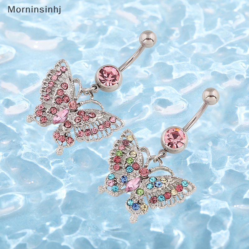 Mornin Colorful Butterfly Belly Navel Ring Stud Belly Button Rings Alloy Liontin Belly Bar Untuk Wanita Sexy Pusar Tubuh Perhiasan id