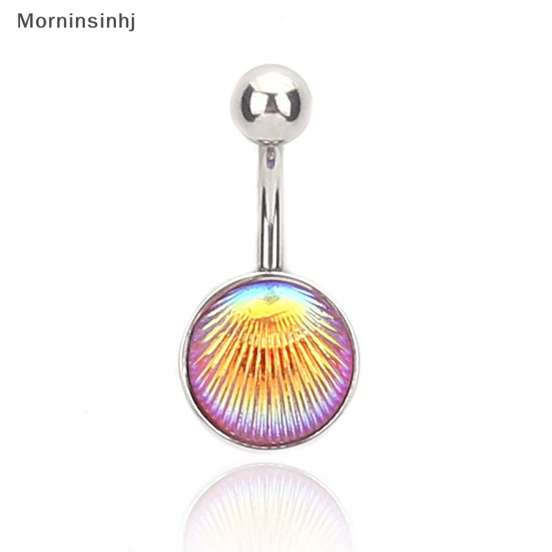 Mornin Stainless Steel Colorful Shell Round Belly Button Rings Perhiasan Perut Fashion Berkualitas Tinggi Untuk Wanita Dekorasi Tubuh id