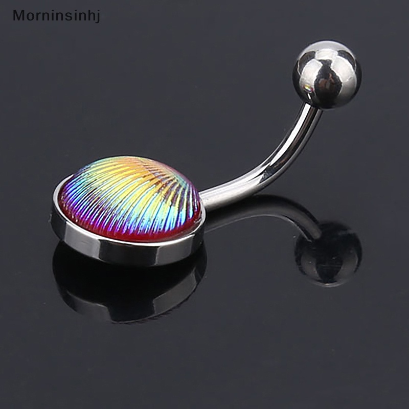 Mornin Stainless Steel Colorful Shell Round Belly Button Rings Perhiasan Perut Fashion Berkualitas Tinggi Untuk Wanita Dekorasi Tubuh id