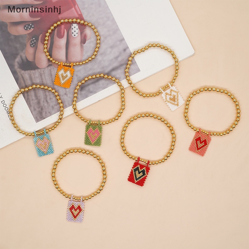 Mornin Manik-Manik Buatan Tangan Jantung Salib Gelang Adjustable Tali Rantai Bangle Gelang Untuk Wanita Gadis Remaja Jantung Perhiasan id