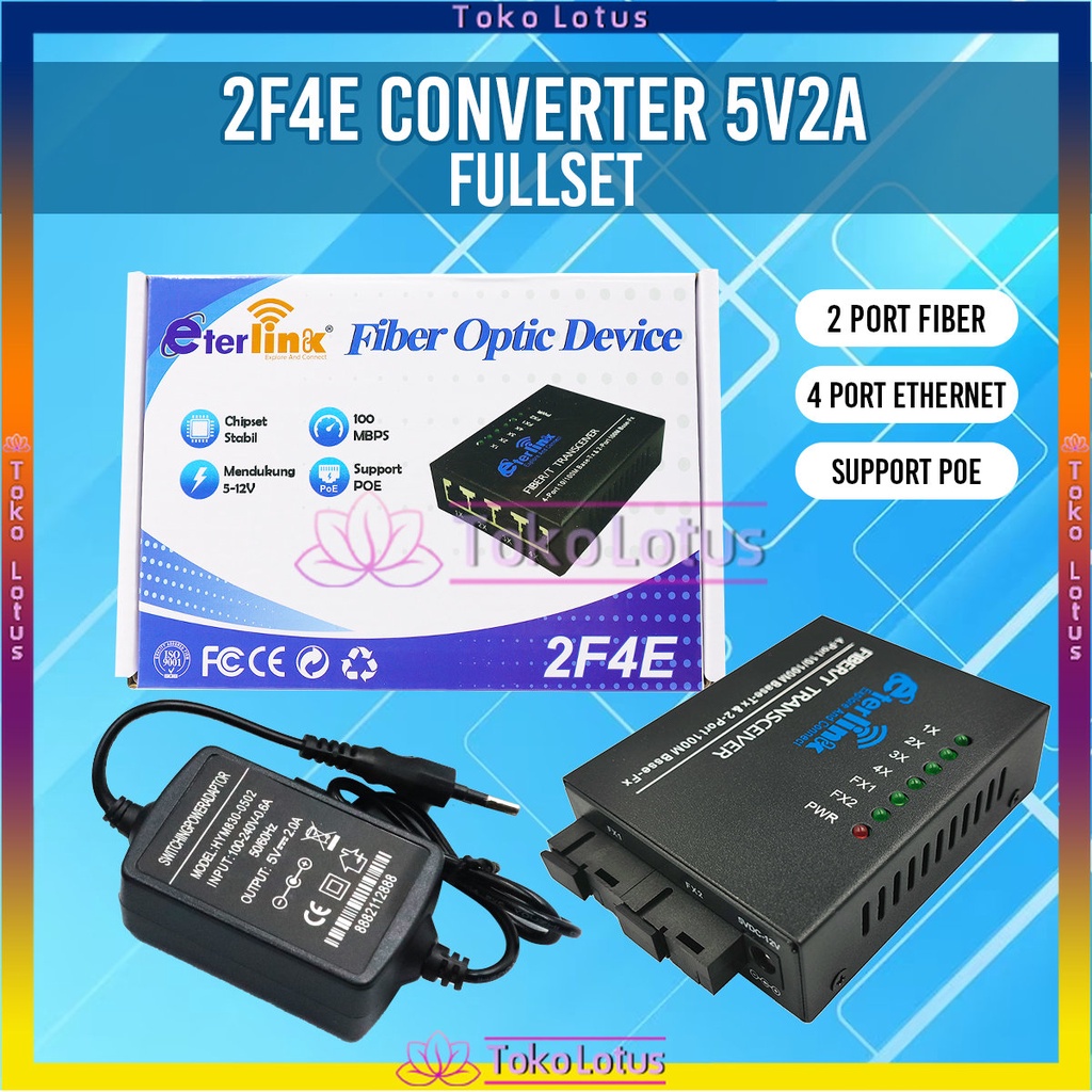 Ethernet Fiber Switch 4 RJ45 2 SC Optik Media Converter Single Mode Fiber Port 10/100M degan adaptor