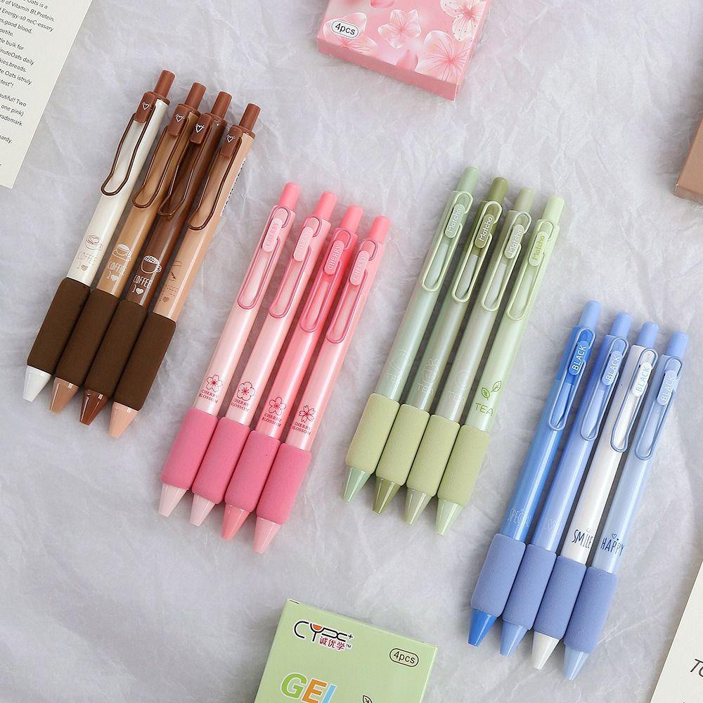 TOP 4pcs Gel Pen Lucu Untuk Menulis Kreatif Alat Tulis Pena Netral 0.5mm