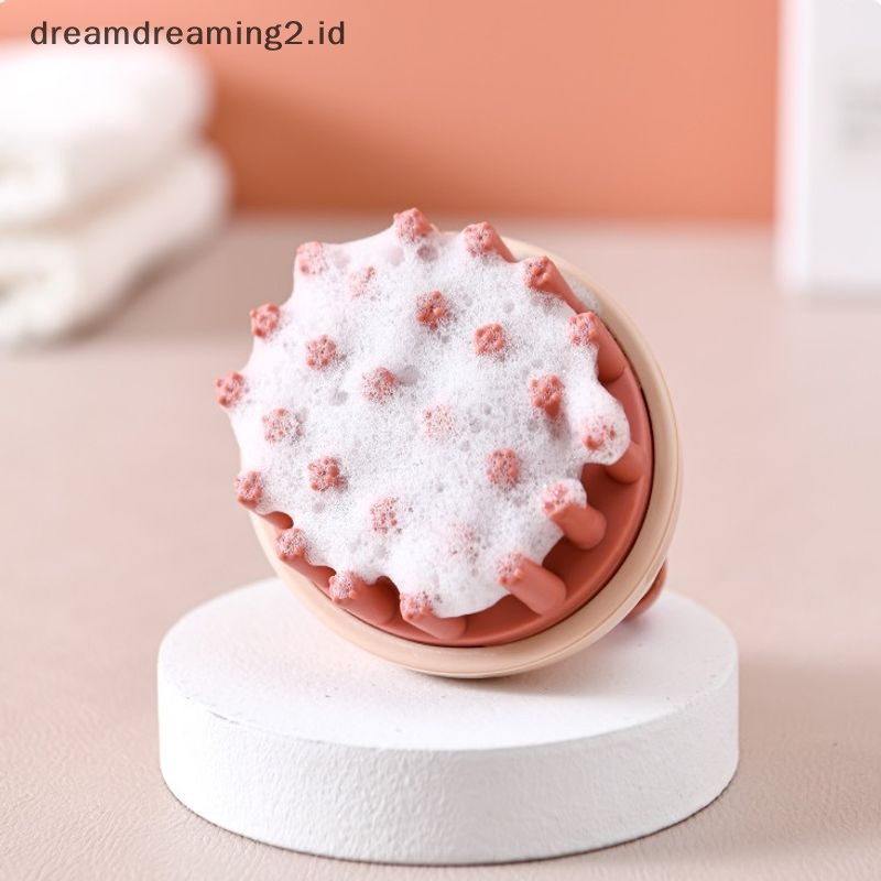 (drea) 1pc Sikat Shampo Silikon Gatal Sisir Pijat Kulit Kepala Shower Brush Produk Mandi //