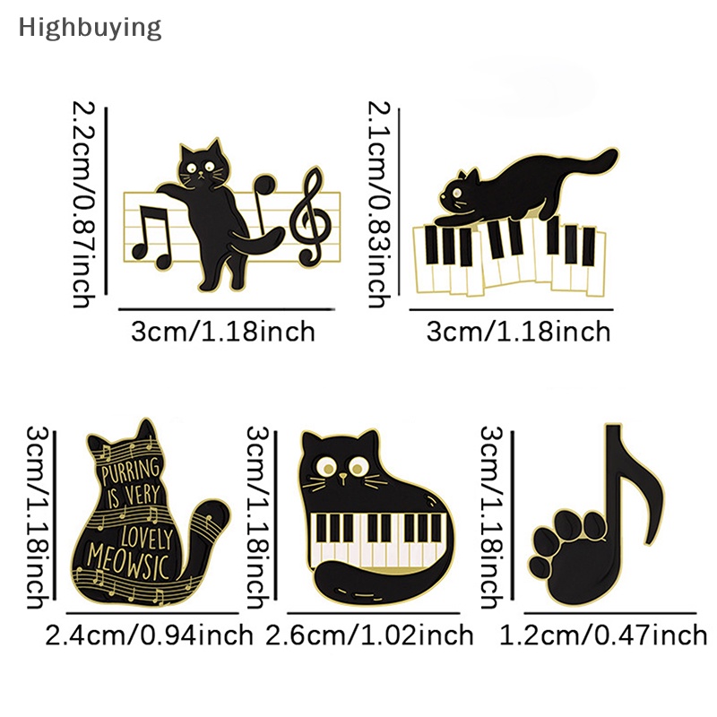 Hbid Kartun Kucing Bermain Piano Bros Kucing Simbol Musik Bros Aksesoris Pakaian Ransel Paduan Bros Lencana Enamel Kerah Pin Glory