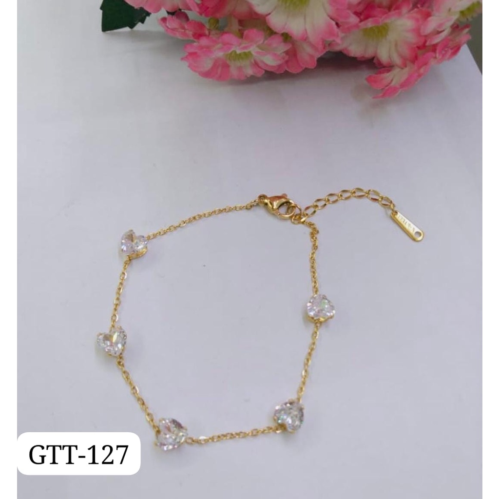 GELANG TANGAN KAKI TITANIUM RANTAI EMAS GOLD PERMATA DIAM TERMURAH / DUNIA GELANG
