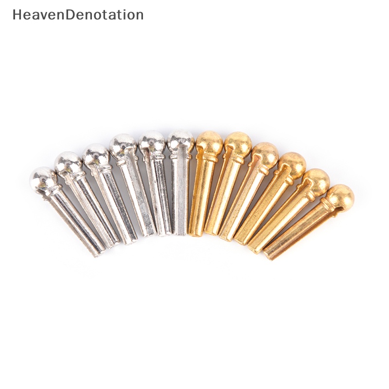 [HeavenDenotation] 6pcs Metal Bridge Pin Folk Gitar Akustik String Pin Pasak Paku Warna silver/gold HDV