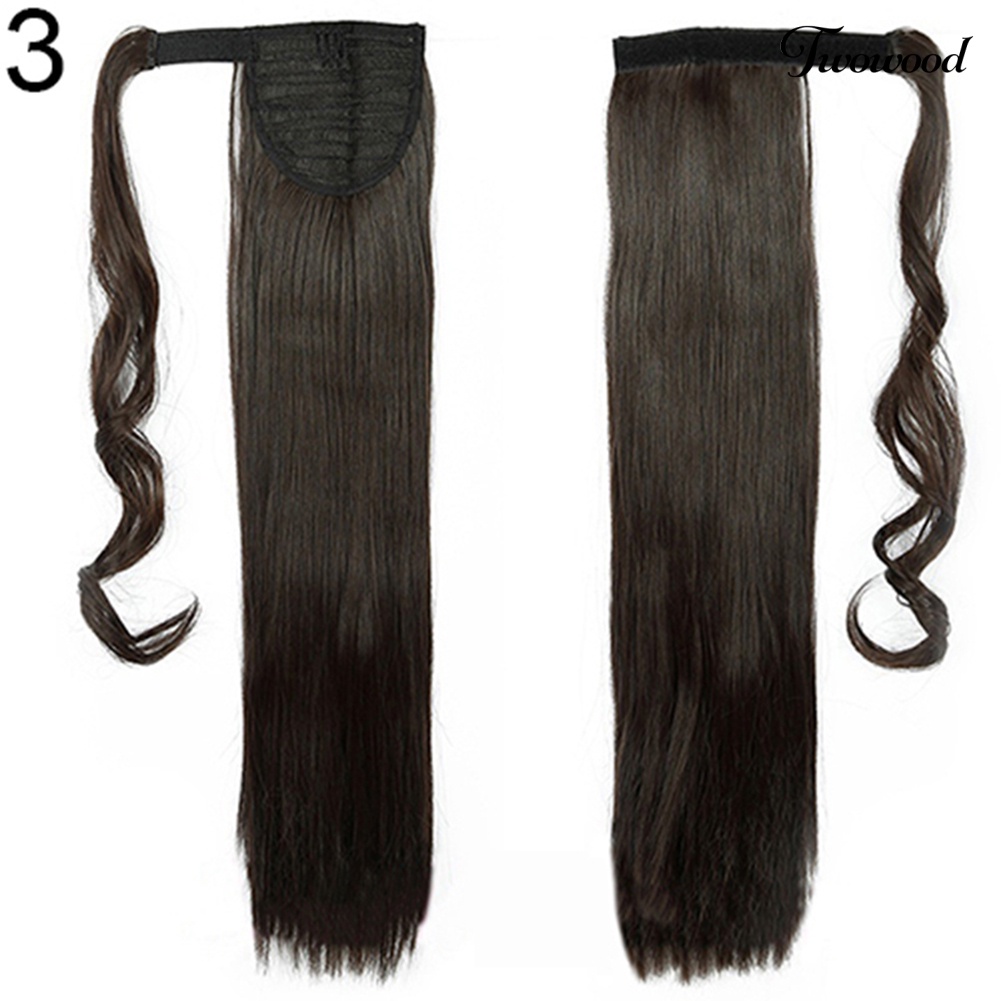 Twowood Wanita Gadis Panjang Lurus Bergelombang Ponytail Wig Klip in Pony Tail Hair Extensions