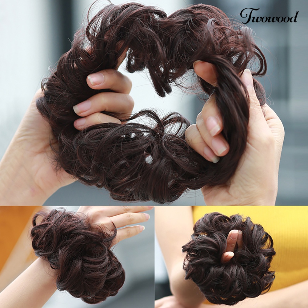 Twowood Serat Sintetis Keriting Chignon Rambut Palsu Extension Sanggul Wig Sopak Untuk Wanita