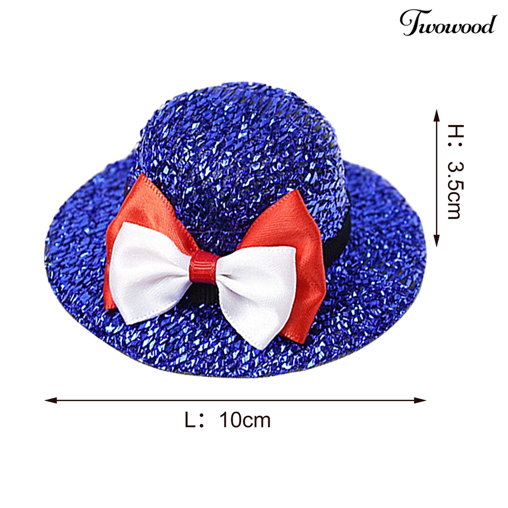 Twowood Pin Rambut Hias Bahan Sequin Eye-catching Desain Busur Simpul Topi Jepit Rambut Untuk Pesta